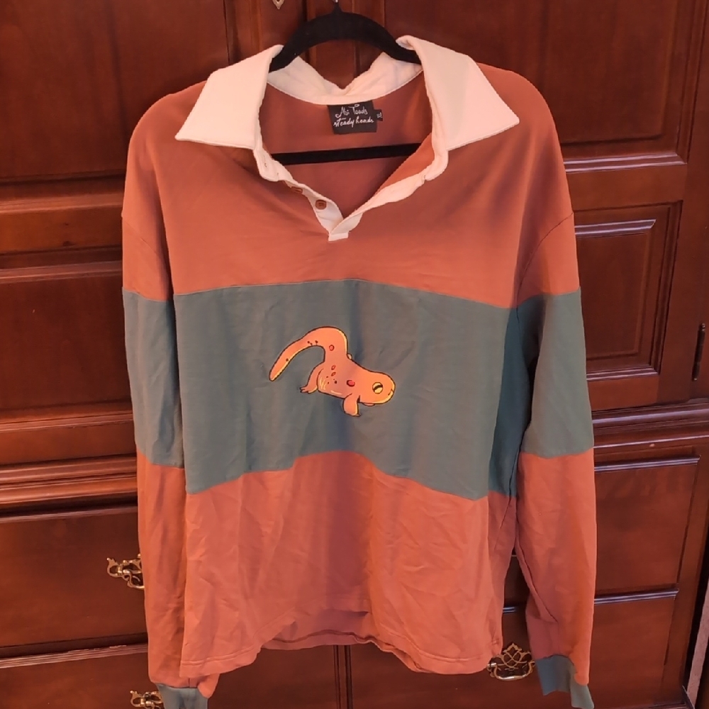Vintage Rugby Shirt with Cartoon Patch